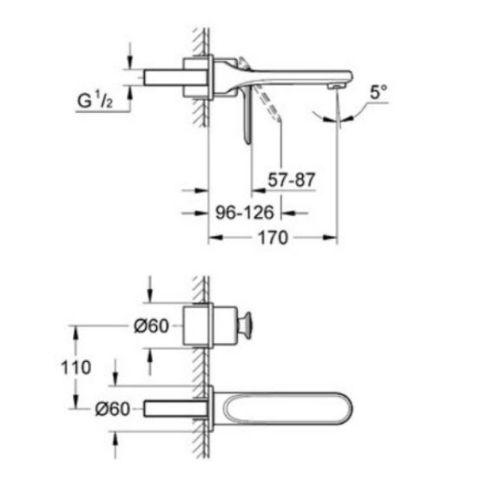 ΜΠΑΤΑΡΙΑ ΝΙΠΤΗΡΑ ΕΝΤΟΙΧΙΣΜΟΥ GROHE ONDUS VERIS 19342 