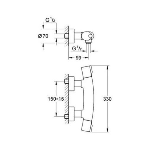 ΜΠΑΤΑΡΙΑ ΝΤΟΥΖΙΕΡΑΣ ΘΕΡΜΟΣΤΑΤΙΚΗ GROHE TENSO 34027 