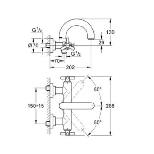 ΜΠΑΤΑΡΙΑ ΛΟΥΤΡΟΥ GROHE ATRIO CLASSIC YPSILON 25010 