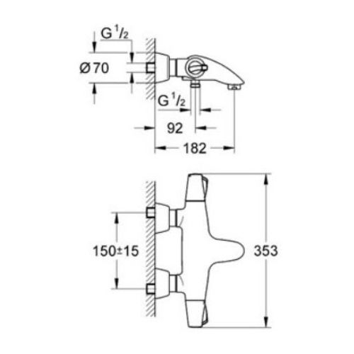 ΜΠΑΤΑΡΙΑ ΛΟΥΤΡΟΥ ΘΕΡΜΟΣΤΑΤΙΚΗ GROHE CHIARA 34070 