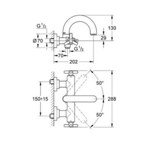 ΜΠΑΤΑΡΙΑ ΛΟΥΤΡΟΥ GROHE ATRIO CLASSIC JOTA 25011 
