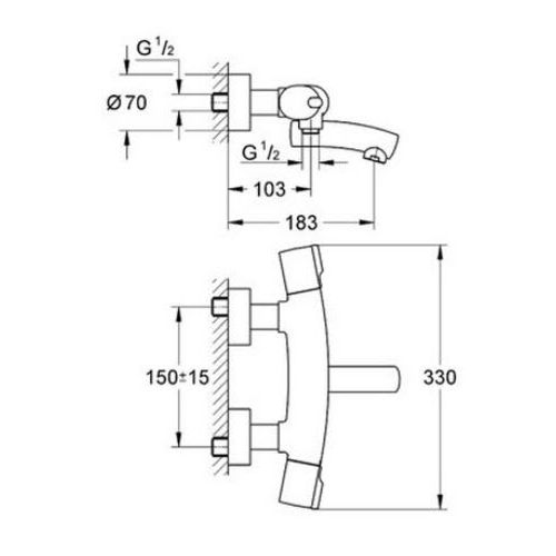 ΜΠΑΤΑΡΙΑ ΛΟΥΤΡΟΥ ΘΕΡΜΟΣΤΑΤΙΚΗ GROHE TENSO 34026 