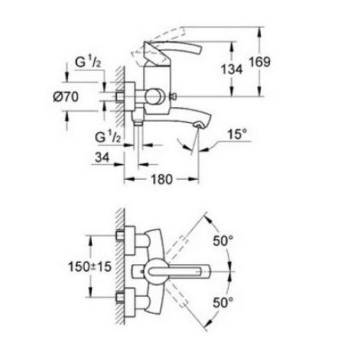ΜΠΑΤΑΡΙΑ ΛΟΥΤΡΟΥ GROHE TENSO 33349 ΜΟΝΟ ΣΩΜΑ