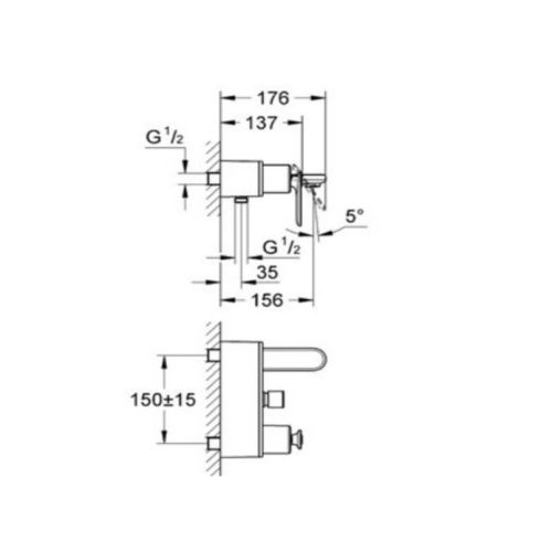 ΜΠΑΤΑΡΙΑ ΛΟΥΤΡΟΥ GROHE ONDUS VERIS 32195 ΜΟΝΟ ΣΩΜΑ