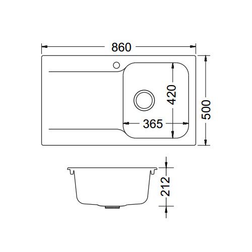 Ένθετος νεροχύτης 86X50 DURALIT KZ 100