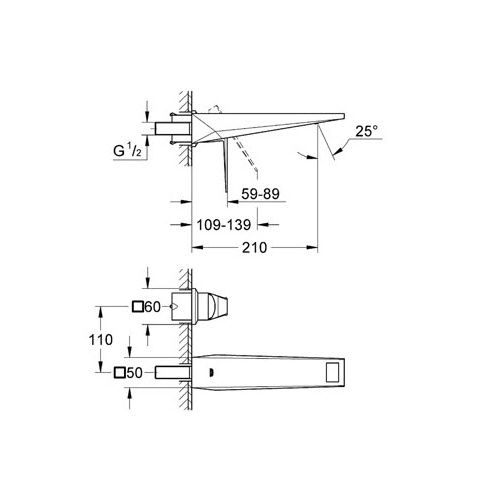 ΜΠΑΤΑΡΙΑ ΝΙΠΤΗΡΑ ΕΝΤΟΙΧΙΖΟΜΕΝΗ ΜΕ ΜΗΧΑΝΙΣΜΟ GROHE ALLURE BRILLIANT 19783 