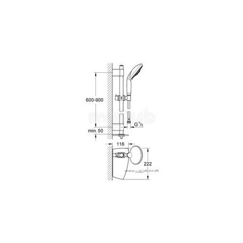 Grohe 28769 Rainshower Set Βέργα Ντους 90 Cm Με Ντους Χειρός  Φ130 τριών ροών & Σπιραλ silverflex 1.75 m