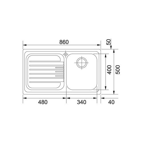 ΝΕΡΟΧΥΤΗΣ ΕΝΘΕΤΟΣ FRANKE Futuro-FOX 611 86x50 cm Ποδιά Δεξιά