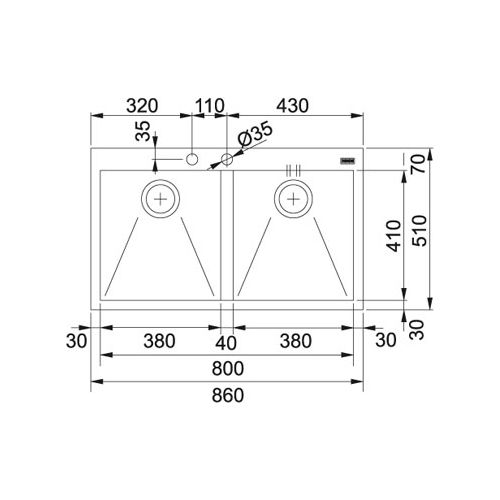 ΝΕΡΟΧΥΤΗΣ ΕΝΘΕΤΟΣ FRANKE Planar PPX 620 86x51 cm
