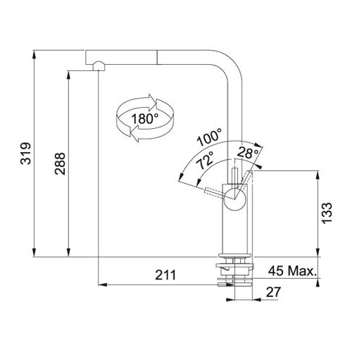 ΜΠΑΤΑΡΙΑ ΚΟΥΖΙΝΑΣ FRANKE Neptune Style Ντους Χρωμέ-Λευκό