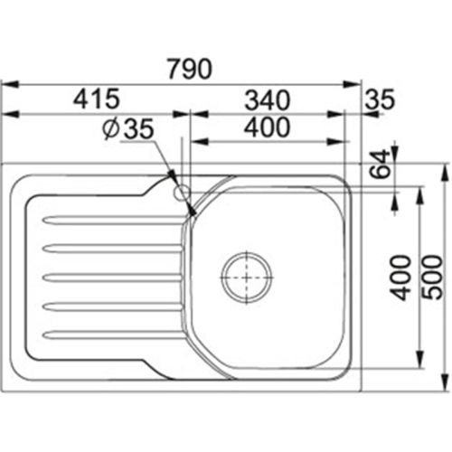 ΝΕΡΟΧΥΤΗΣ ΕΝΘΕΤΟΣ FRANKE Value 3 ½¨-VLX 611-79 Inox Λείος 79x50 cm.