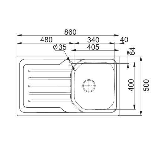 ΝΕΡΟΧΥΤΗΣ ΕΝΘΕΤΟΣ FRANKE Value 3 ½¨-VLX 611-86 Inox Λείος 86x50 cm.