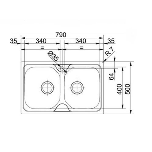 ΝΕΡΟΧΥΤΗΣ ΕΝΘΕΤΟΣ FRANKE Value 3 ½¨-VLX 620 Inox Λείος 79x50 cm.