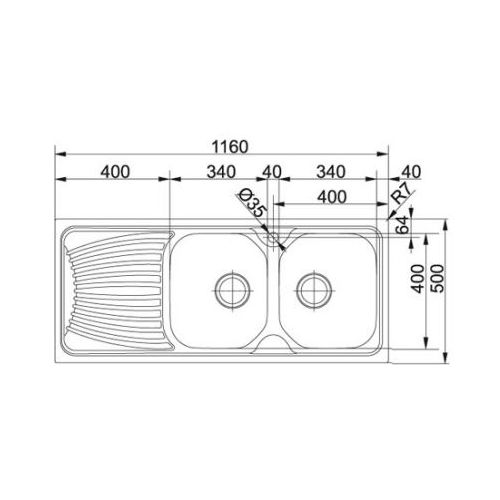 ΝΕΡΟΧΥΤΗΣ ΕΝΘΕΤΟΣ FRANKE Alfa 3 ½¨-AFX 621 Inox Λείος 116x50 cm.