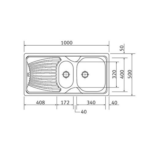 ΝΕΡΟΧΥΤΗΣ ΕΝΘΕΤΟΣ FRANKE Alfa 3 ½¨-AFX 651Inox Λείος 100x50 cm.