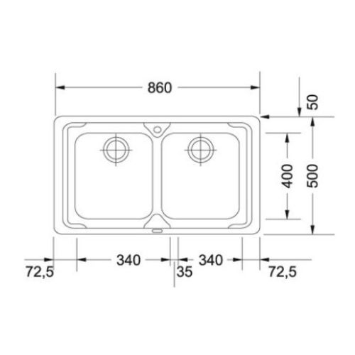 ΝΕΡΟΧΥΤΗΣ ΕΝΘΕΤΟΣ FRANKE Alfa 3 ½¨-AFL 620-86 Inox Σαγρέ 86x50 cm.