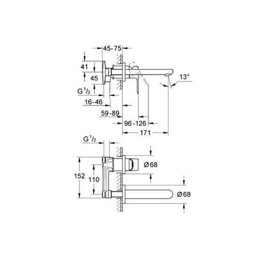ΜΠΑΤΑΡΙΑ ΝΙΠΤΗΡΑ ΕΝΤΟΙΧΙΖΟΜΕΝΗ GROHE Bauedge 20474