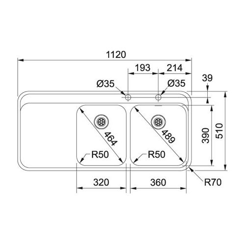ΝΕΡΟΧΥΤΗΣ ΕΝΘΕΤΟΣ FRANKE Sinos-SNΧ 221 112x51 cm. Ποδιά Αριστερά