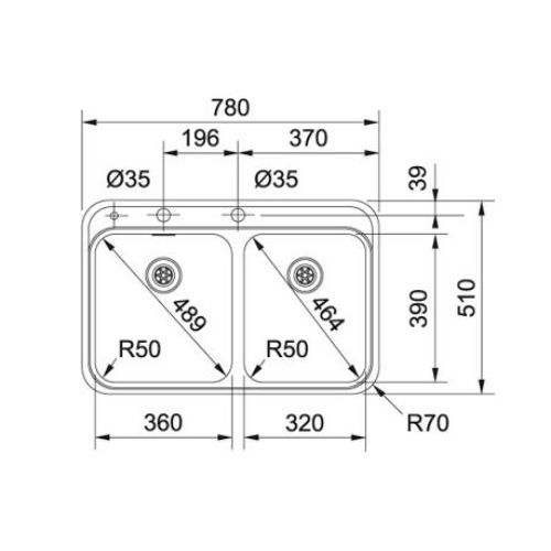 ΝΕΡΟΧΥΤΗΣ ΕΝΘΕΤΟΣ FRANKE Sinos-SNX 220 78x51 cm.