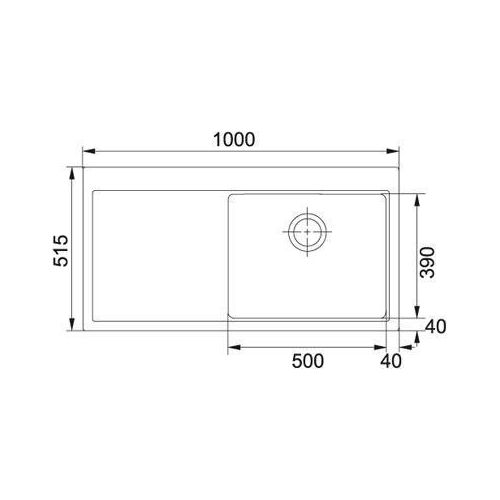 ΝΕΡΟΧΥΤΗΣ ΓΡΑΝΙΤΗ ΕΝΘΕΤΟΣ FRANKE Mythos MTG 611 Metallic Platinum  Ποδιά Αριστερά 100x51,5 cm.