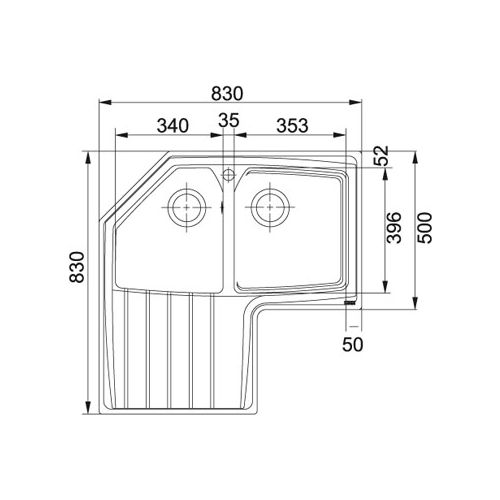 ΝΕΡΟΧΥΤΗΣ ΓΡΑΝΙΤΗ ΕΝΘΕΤΟΣ  ΓΩΝΙΑΚΟΣ  FRANKE  ATG 621-E Metallic Grafite 83x83/50 cm.