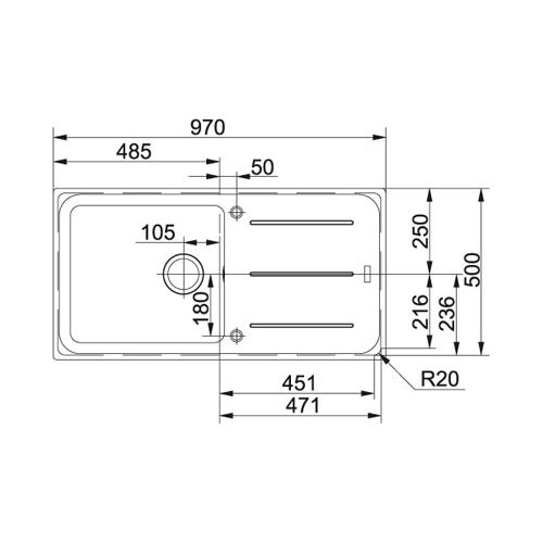 ΝΕΡΟΧΥΤΗΣ ΓΡΑΝΙΤΗ ΕΝΘΕΤΟΣ FRANKE Impact IMG 611 Polar White 97x50 cm