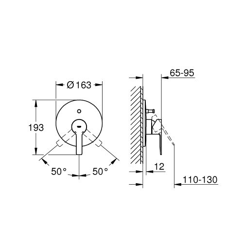 ΜΠΑΤΑΡΙΑ ΝΤΟΥΖΙΕΡΑΣ ΕΝΤΟΙΧΙΖΟΜΕΝΗ GROHE LINEARE 19297001 Chrome