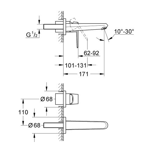 ΜΠΑΤΑΡΙΑ ΝΙΠΤΗΡΑ ΕΝΤΟΙΧΙΣΜΟΥ M-Size GROHE Eurodisc Cosmopolitan 19573 002