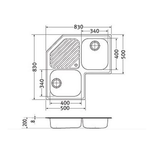 FRANKE PNX 621-E PROGRESSO 83x83 ΝΕΡΟΧΥΤΗΣ ΓΩΝΙΑΚΟΣ ΕΝΘΕΤΟΣ ΛΕΙΟΣ