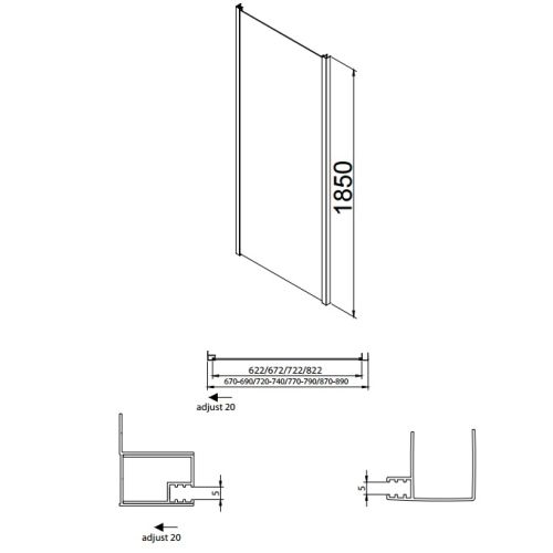 ΣΤΑΘΕΡΟ ΠΛΑΪΝΟ ΚΑΜΠΙΝΑΣ ΝΤΟΥΖΙΕΡΑΣ Devon SIDE PANEL MIRROR SPD 90