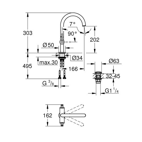 ΜΠΑΤΑΡΙΑ ΝΙΠΤΗΡΑ L-Size GROHE ATRIO 21022003 Chrome