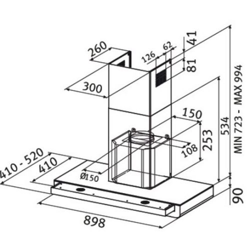 ΑΠΟΡΡΟΦΗΤΗΡΑΣ FRANKE NEPTUNE T 90 Inox 90 cm ΕΠΙΤΟΙΧΙΑ ΚΑΜΙΝΑΔΑ