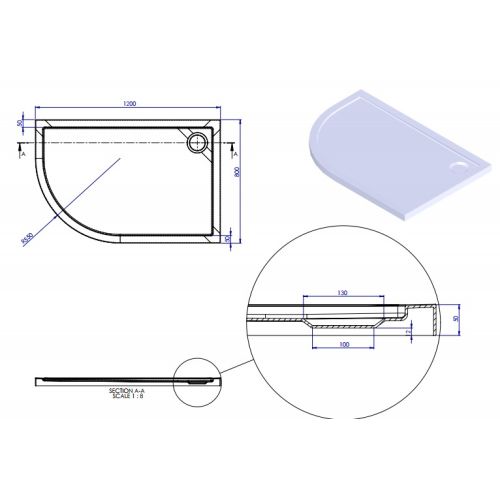 ΝΤΟΥΖΙΕΡΑ ΑΚΡΥΛΙΚΗ SIRENE Extra Flat EQ12080 LH ΓΩΝΙΑΚΗ 120x80 Αριστερή φορά