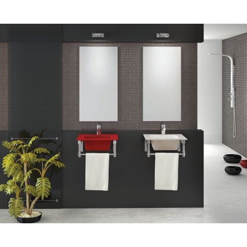 ΕΠΙΠΛΟ ΜΠΑΝΙΟΥ Drop Monorail 40 inox Νιπτήρας λευκή πορσελάνη