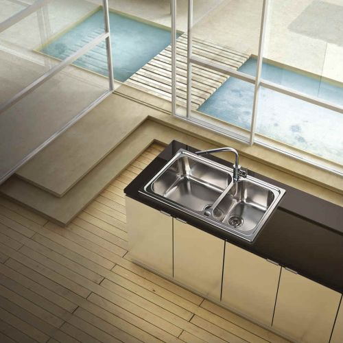 ΝΕΡΟΧΥΤΗΣ ΑΝΟΞΕΙΔΩΤΟΣ ΕΝΘΕΤΟΣ APELL LINEAR 8520 Σαγρέ 86x50 cm