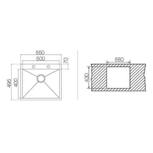 ΝΕΡΟΧΥΤΗΣ ΕΝΘΕΤΟΣ EXCEL AS 251 Λείος 55x49,5 cm