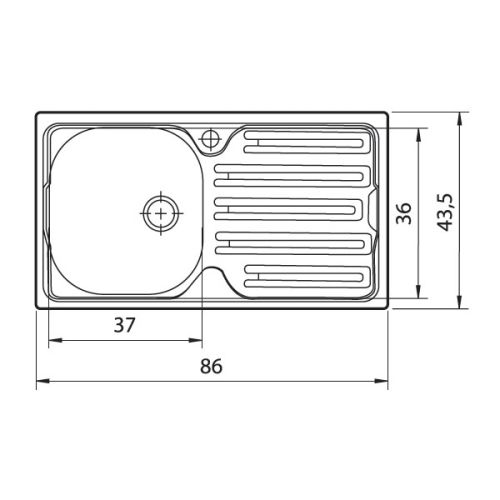 ΝΕΡΟΧΥΤΗΣ ΕΝΘΕΤΟΣ EURODOMO Easy 611 Inox σαγρέ 86x43,5 cm by FRANKE