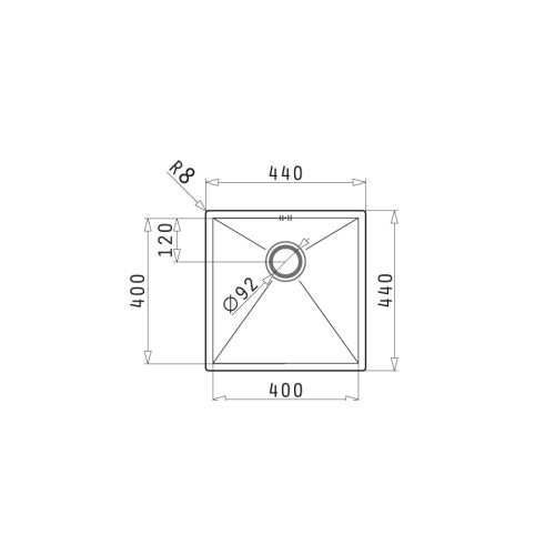 ΝΕΡΟΧΥΤΗΣ ΕΝΘΕΤΟΣ PYRAMIS Tetragon (40x40) 1B Inox Σατινέ 44x44 cm