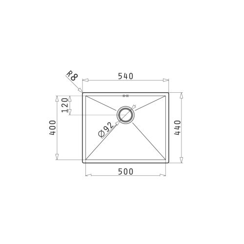 ΝΕΡΟΧΥΤΗΣ ΕΝΘΕΤΟΣ PYRAMIS Tetragon (50x40) 1B Inox Σατινέ 54x44 cm
