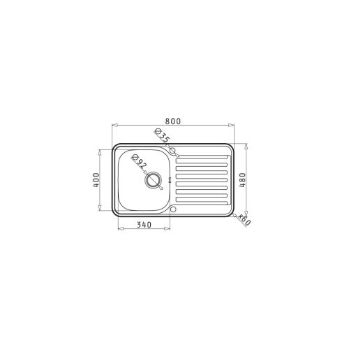 ΝΕΡΟΧΥΤΗΣ ΕΝΘΕΤΟΣ PYRAMIS Space Mini (80x48) 1B 1D Inox Σαγρέ 80x48 cm