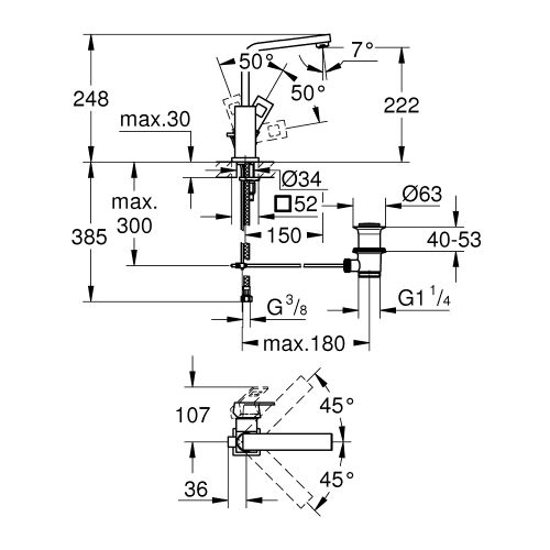 ΜΠΑΤΑΡΙΑ ΝΙΠΤΗΡΑ L-Size GROHE EUROCUBE 2313500E Chrome
