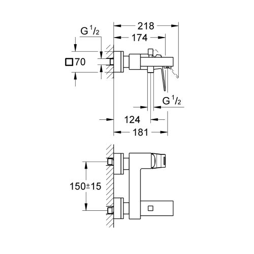 ΜΠΑΤΑΡΙΑ ΛΟΥΤΡΟΥ GROHE EUROCUBE 23140000 Chrome