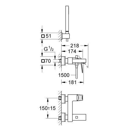 ΜΠΑΤΑΡΙΑ ΛΟΥΤΡΟΥ ΠΛΗΡΕΣ GROHE EUROCUBE 23141 Chrome
