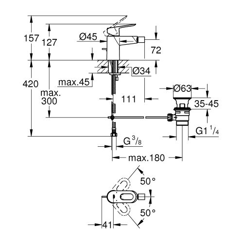 ΜΠΑΤΑΡΙΑ ΜΠΙΝΤΕ GROHE BauLoop 23338000 Chrome