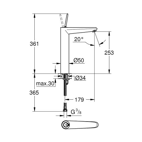 ΜΠΑΤΑΡΙΑ ΝΙΠΤΗΡΑ XL-Size GROHE Eurodisc Joy 23428000 Chrome
