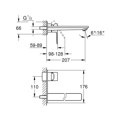 ΜΠΑΤΑΡΙΑ ΝΙΠΤΗΡΑ ΕΝΤΟΙΧΙΣΜΟΥ L-Size GROHE LINEARE 23444001 Chrome 