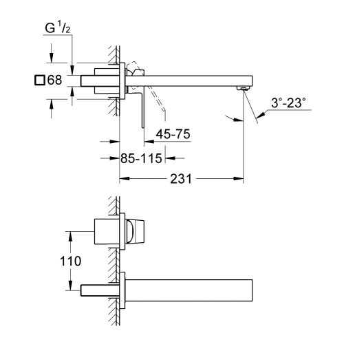 ΜΠΑΤΑΡΙΑ ΝΙΠΤΗΡΑ ΕΝΤΟΙΧΙΣΜΟΥ M-Size GROHE EUROCUBE 23447000 Chrome 