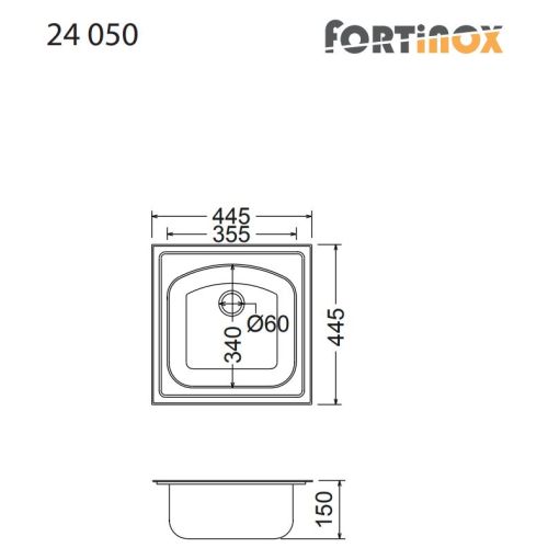 ΝΕΡΟΧΥΤΗΣ ΚΟΥΖΙΝΑΣ ΑΝΟΞΕΙΔΩΤΟΣ ΕΝΘΕΤΟΣ FORTinox VALLEY 24050 λείο 44,5x44,5 cm