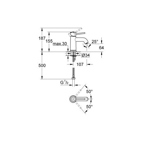 ΜΠΑΤΑΡΙΑ ΝΙΠΤΗΡΑ GROHE BauClassic 32863