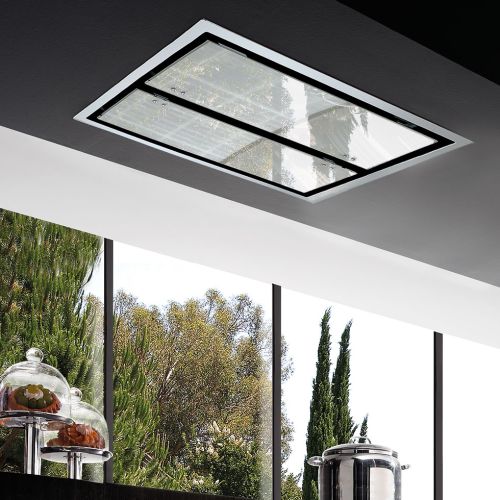 ΑΠΟΡΡΟΦΗΤΗΡΑΣ ΟΡΟΦΗΣ ΕΝΤΟΙΧΙΣΜΟΥ BEST Cirrus Glass 110 (Με Μοτέρ) Inox/Λευκό Κρύσταλλο 110 cm